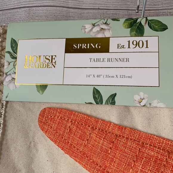 House & Garden Easter Carrot Table Runner Green Ribbon Leaves 14x48 - Picture 8 of 14